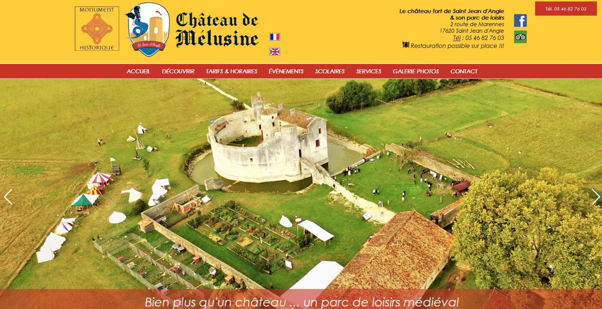 Castle of the fairy Mélusine and its medieval leisure park in Saint Jean d'Angle
